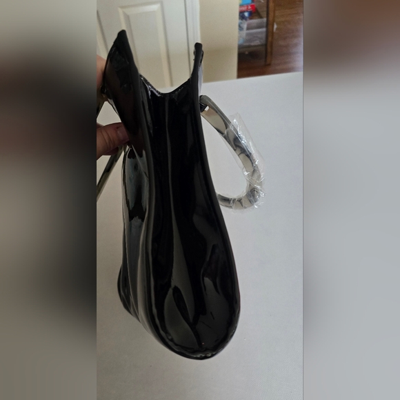 Neiman Marcus VINTAGE Purse Black Patent Vinyl Lucite Double Handle Tote Bag - Picture 9 of 11